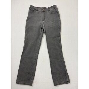Lee Classic Fit Gray Straight Leg Jeans Womens Size 12? Mid Rise Stretch Denim